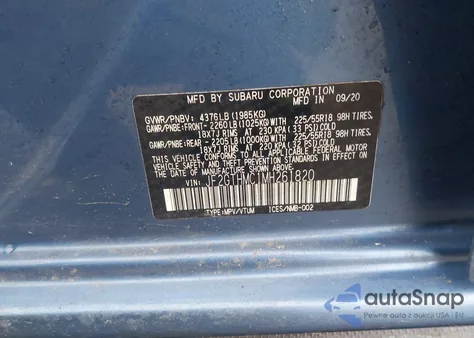 2021 Subaru Crosstrek Limited z USA, uszkodzony, nr VIN JF2GTHMC1MH261820